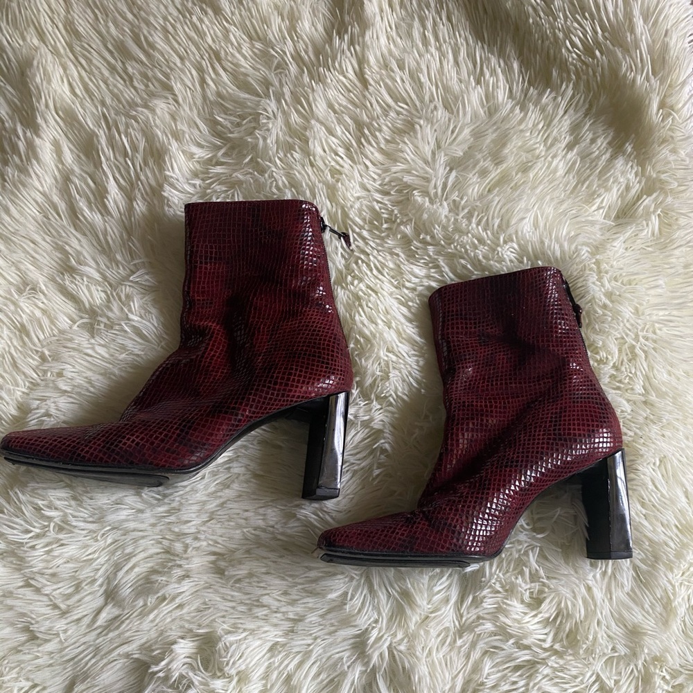 Stuart Weitzman Red Snakeskin Booties